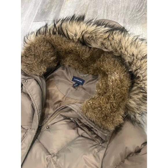 Lands End coat puffer down women’s detachable hood and back fur XL 18-20 - Picture 7 of 11